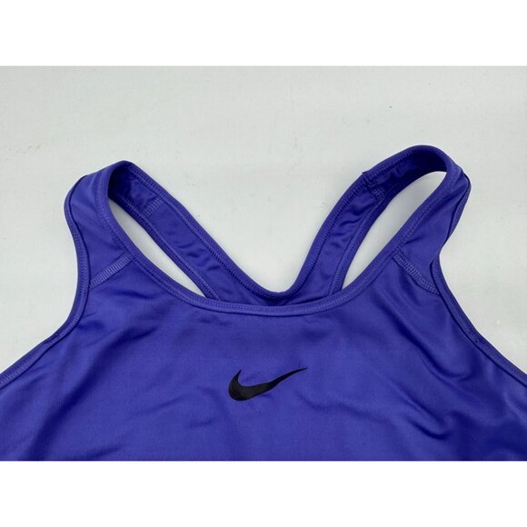 Nike Pro Womens Dri-Fit Sports Bra Size M Purple Neon Green Logo Racerback Gym - Picture 5 of 8